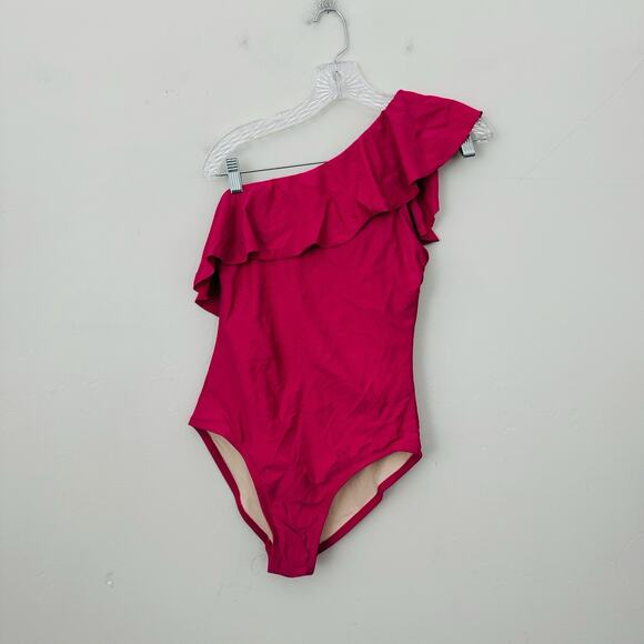 Kona Sol Other - Kona Sol Red One Shoulder Ruffle Strap One Piece Swim Suit Women’s Size S